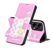 佩諾（PINO）  小米Redmi Note12手機殼12pro+保護套翻蓋式皮套全包防摔男女款外殼 【搭扣彩繪】紫色五角星兔 紅米note12 版本