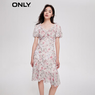 ONLY時尚甜美泡泡袖V領(lǐng)中裙碎花連衣裙女|123207140 彩花1 XS (155) 76A
