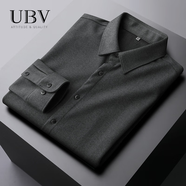 UBV高端毛呢保暖長袖襯衫男士加絨加厚2024秋冬季商務(wù)抗皺磨毛襯衣 灰色 3XL建議（155-175斤）