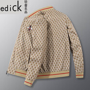 Edick輕奢品牌男裝秋冬歐洲站外套男白色夾克男休閑大碼冬季加絨棒球服 CK99咖色（春秋款） 2XL（建議135-150斤左右）