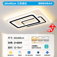 祎琳（yilin）客廳燈2023年新款現代簡(jiǎn)約超亮led吸頂燈大氣大廳主臥室創(chuàng  )意燈具 透明美凌方60x40cm可調三色2x48w