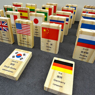 承琉認知卡片標志積木兒童早教益智寶寶幼兒園大班活動區(qū)木制玩具 100片國旗卡片多米諾