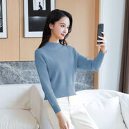 小個(gè)子毛線衣女矮個(gè)子秋冬圓領(lǐng)套頭收腰短款毛衣女半高領(lǐng)加厚針織衫2022年秋冬保暖小個(gè)子打底衫上衣 藍(lán)色_+【商場(chǎng)專柜品質(zhì)】+【極】 S_建議【80-90斤】