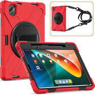 喜門(mén)紅 適用小米平板7/8pro保護套平板7ultra防摔殼硅膠平板6S/5Pro全包RedmiPadSE 旋轉手托外硅膠套 紅色 小米平板8/8PRO 11.2英寸保護套