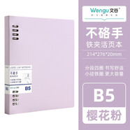 文谷(Wengu)B5/60張可拆卸不咯手鐵夾活頁本26孔高顏值小仙女簡約橫線本大容量學(xué)生考研用筆記本子 BI010B5粉