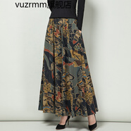 vuzrmm輕奢品牌民族風棉麻半身裙長裙女高腰大擺復古碎花顯瘦裙子 氣質抽象 M腰圍2.0-2.1尺長度85厘米