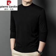 皮爾卡丹（pierre cardin）2024新款100%精紡80支純羊毛衫男士半高領(lǐng)長(zhǎng)袖薄款毛衣絨衫 半高 領(lǐng)黑色（klf23-ZZ2361款）4 M適合90-120斤