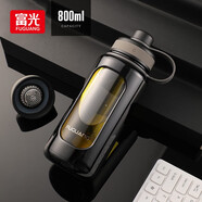 富光玻璃杯大容量泡茶水杯運動(dòng)便攜夏天雙層水杯男戶(hù)外高硼硅喝茶杯子 黑色 800ml