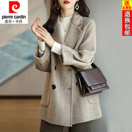 皮爾卡丹（pierre cardin）24年秋冬新款韓版時尚人字紋毛呢外套女士寬松顯瘦西裝呢子大衣 常規(guī) 咖色內(nèi)里 XL 建議115-130斤
