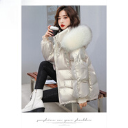 皮爾卡丹（pierre cardin）小個(gè)子羽絨服冬季新款女白鴨絨保暖短款韓版大毛領(lǐng)外套女加厚顯瘦 1204香檳色 L 建議120-135斤