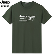 JEEP SPIRIT吉普短袖t恤男夏季新款上衣半袖打底衫體恤休閑T恤男裝圓領(lǐng)短t 9004款軍綠色 XL