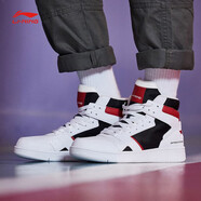 李寧（LI-NING）休閑鞋男鞋秋季高幫拼色板鞋時(shí)尚百搭運動(dòng)鞋男 標準白/公牛紅-3 男41.5 內長(cháng)260mm