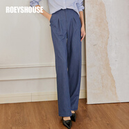ROEYSHOUSE羅衣復(fù)古高腰直筒褲春裝新款時尚通勤仿牛仔寬松休閑褲09935 牛仔藍(lán) M