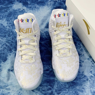 茉馥適配Anta安踏KT1Pro氮科技白金十周白色燙金潑墨KT367鞋帶 白底燙金潑墨鞋帶 120cm