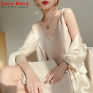 LOVER RUCCI高級感醋酸真絲緞吊帶連衣裙女春夏中長(cháng)a字打底裙內搭夏傘裙大擺 香檳色粗肩款 S