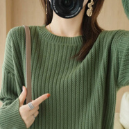 燕潯秋冬季新款毛衣女寬松針織衫女減齡內(nèi)搭加厚顯瘦冬季打底女士上衣 綠色 均碼 （建議80-140斤）