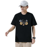以純（YISHion）M-6XL純棉男士短袖T恤港風(fēng)潮流寬松短袖 黑色 M M