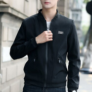 凡純衣多穿春秋冬季三防夾克飛行員薄款大碼加絨短外套棒球服潮 J1718 黑色 6XL