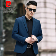 皮爾卡丹（pierre cardin）休閑西裝男外套2025新款春秋季韓版紋理單西中年男士西服爸爸裝 藍(lán)色 46 170偏小碼