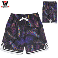TriplewiN 運動(dòng)跑步籃球褲健身透氣速干潮流訓練五分褲復古寬松大碼短褲 3005運動(dòng)休閑褲 彩色羽毛 L 適合175-180CM70-75KG