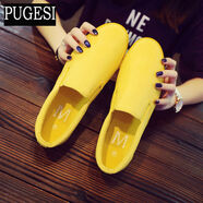 黃色帆布鞋男鞋老北京布鞋一腳蹬懶人鞋黑白休閑板鞋學(xué)生鞋大碼 黃色 35女