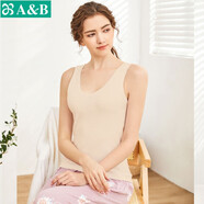 AB內衣女士全棉本命年大紅彈力蕾絲花邊打底衫吊帶衫女式背心8191 淡玉 3XL