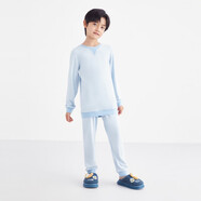 安奈兒童裝男童保暖衣套裝新款舒適親膚款秋衣秋褲 星辰藍(lán) 110cm