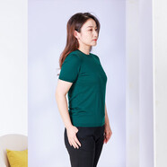 白領(lǐng)羊毛精紡圓領(lǐng)小上兜短袖針織套衫 LNWOO03N210 墨綠 XXL