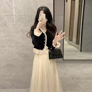 妍莉芬 連衣裙女裝套裝2024年秋季韓版氣質(zhì)小香風(fēng)半身裙兩件套套裝裙子 上衣+裙子 XL