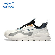 鴻星爾克（ERKE）運動(dòng)鞋男跑步鞋子2025冬季男士皮面防水休閑鞋輕便慢跑鞋男 微晶白/正黑/水泥灰 41