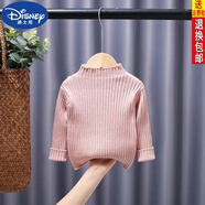 迪士尼（DISNEY）女童兒童毛衣半高領(lǐng)打底衫2023春秋新款寶寶洋氣針織衫百搭潮 粉色 100