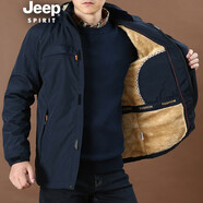 JEEP SPIRIT棉衣男士秋冬季外套韓版潮流戶外工裝棉服加厚潮牌棉襖冬裝男裝 2819 深藍(lán) （黃色絨） XL