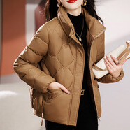 南極人羽絨服女2024新款免洗短款加厚顯瘦白鴨絨韓版寬松立領(lǐng)小防寒服 咖啡 L