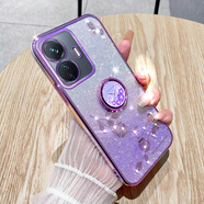 羅璐鷗vivo Y77E手機(jī)殼女款軟殼硅膠殼vivoy77e外殼支架全包防摔保護(hù)套女士水鉆花朵漸變閃粉電鍍保護(hù)殼 【漸變丁香紫】+指環(huán)支架+全屏鋼化膜 vivo Y77E