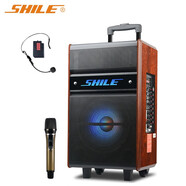 獅樂(lè) （SHILE） 獅樂(lè)廣場(chǎng)舞音響戶外藍(lán)牙便攜式木質(zhì)拉桿音箱 大功率移動(dòng)插卡播放器 皇冠五號(hào) 拉桿音箱配1手持1耳麥