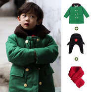 際華萬(wàn)國兒童軍棉大衣綠色棉衣冬季加絨保暖長(cháng)款男女童老式東北軍色大棉襖 綠色大衣+帽子+圍巾【加絨款】 100cm