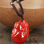 安楓臻萊真貨紅瑪瑙貔貅葫蘆吊墜男女吊墜項鏈掛墜平安情侶飾品 綜繩款