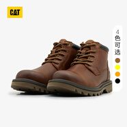 CAT卡特工裝靴馬丁靴牛皮鞋子男士防滑短靴商場同款男靴DOUB 棕紅 40
