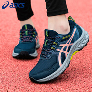 asics亞瑟士女鞋跑步鞋子女秋冬季新款越野慢跑鞋緩沖減震戶外運動鞋 藍色/粉色 37.5