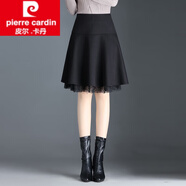 皮爾卡丹（pierre cardin）女裝a字半身裙秋冬短款毛呢半裙女冬季半身短裙蓬蓬傘裙 黑色 XL 腰圍2尺2