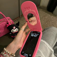 途兮 適用于蘋果15promax日韓硅膠翻蓋手機(jī)造型鏡子時(shí)尚手機(jī)殼iPhone14pro軟可愛少女心 蝴蝶結(jié)愛心翻蓋手機(jī)殼 iPhone 15promax