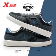 特步（XTEP）男鞋板鞋子男運動(dòng)鞋男秋季皮網(wǎng)面透氣休閑鞋小白鞋旅游潮鞋滑板鞋 木炭灰/黑/灰黛藍 39碼-現貨速發(fā)