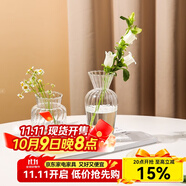 川島屋透明玻璃小花瓶擺件客廳插花干花水養(yǎng)網(wǎng)紅ins風(fēng)玻璃瓶 玻璃花瓶(矮款)