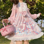 唐努烏（Tang Nu wu）洛麗塔蘿莉塔lolita公主裙子夏天藍粉超仙洋裝連衣裙 粉色OP S 【65-90斤】