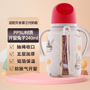 CLCEY通用奶瓶保溫套寶寶學(xué)飲杯防摔配件不插電恒暖奶保護(hù)套 PPSU 開窗240ml兔子[適用貝親第