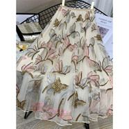 【特價撿漏】高檔輕奢品牌重工亮片網(wǎng)紗刺繡半身裙2022新款網(wǎng)紗裙長裙字裙仙女裙大擺裙 魅力金色65厘米(裙長) S80-95斤