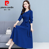 皮爾卡丹（pierre cardin）長袖時(shí)尚棉麻連衣裙女2025春秋裝新款韓版高貴氣質(zhì)修身顯瘦中長裙 DG-735#寶藍(lán)色 M 【89-95斤好質(zhì)量】