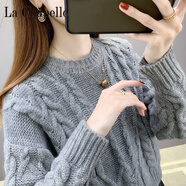 拉夏貝爾（La Chapelle）秋冬小個(gè)子短款毛衣女韓版寬松小清新針織衫外穿顯腿長(cháng)針織上衣潮 純100自動(dòng)發(fā)熱灰色 純100自動(dòng)發(fā)熱S 【建議75-90斤】