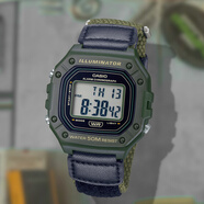 卡西歐（CASIO）男女學生ins風復古小方塊兒童表F-91WC-2A/4A/4A2 1B 7A 9A電子表 W-218HB-3A黑色尼龍 【附加貼膜】
