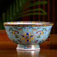 景德鎮陶瓷碗金邊福壽碗定制回禮中式家用米飯碗面湯碗仿古餐具碗 4.5英寸金邊藍粉彩福字